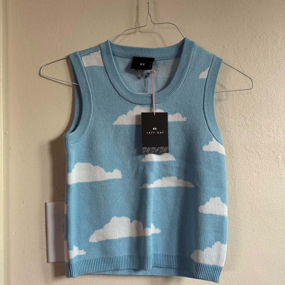 ❌SOLD❌ Lazy Oaf Blue Cloudy Sky Pattern Adult Vest Top